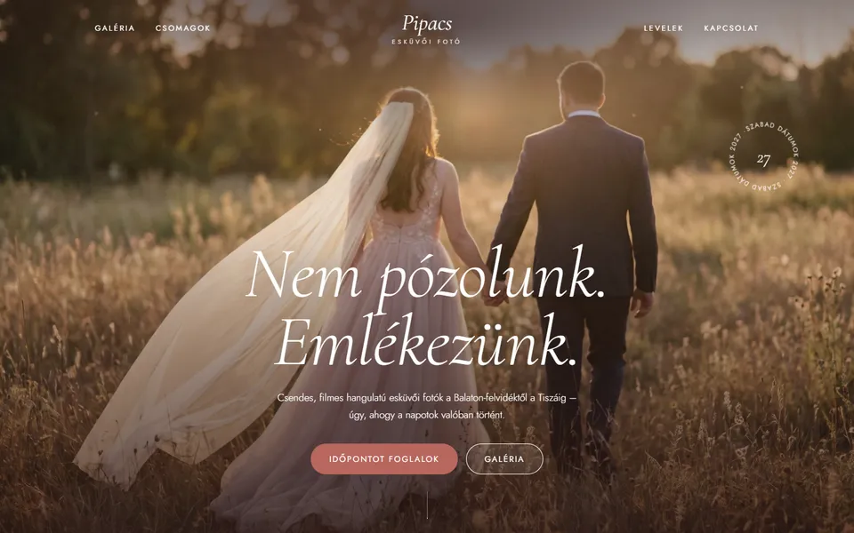 Pipacs Fotó – romantikus esküvőfotós oldal – előnézet