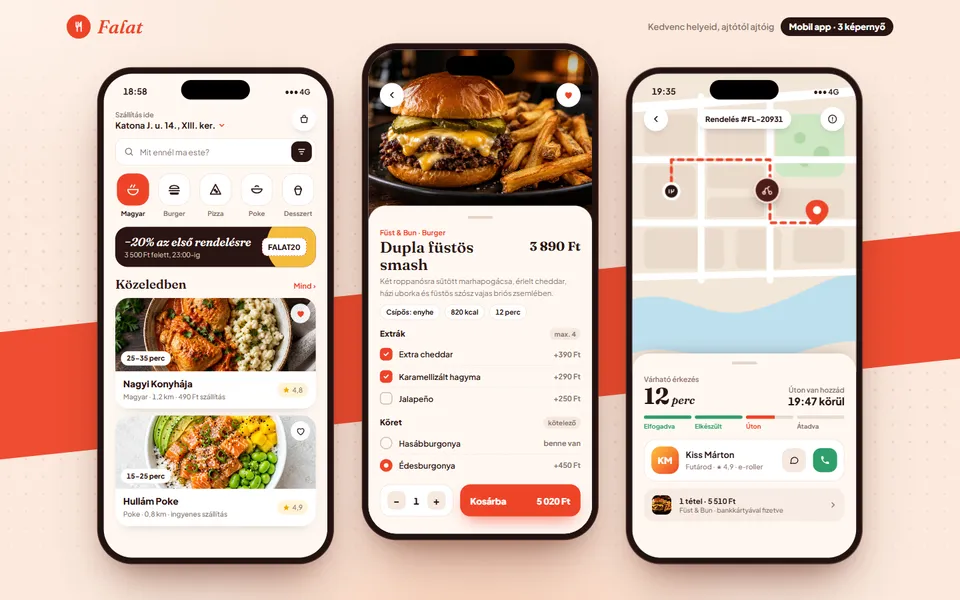 Falat – ételrendelő app – előnézet