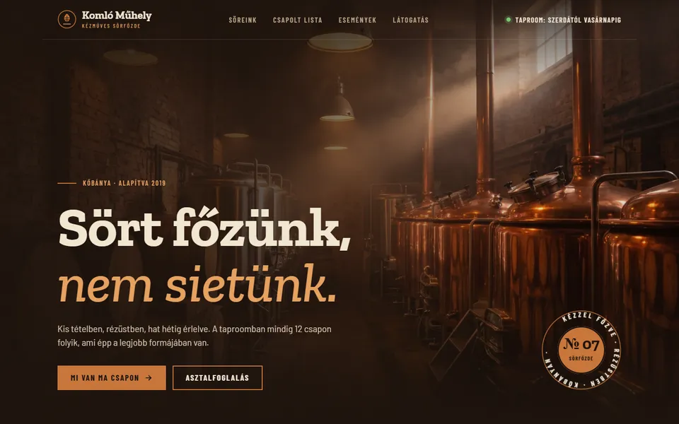 Komló Műhely – kézműves sörfőzde – előnézet