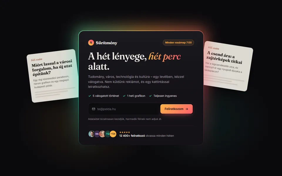 Sűrítmény – izzó hírlevél-feliratkozás – előnézet