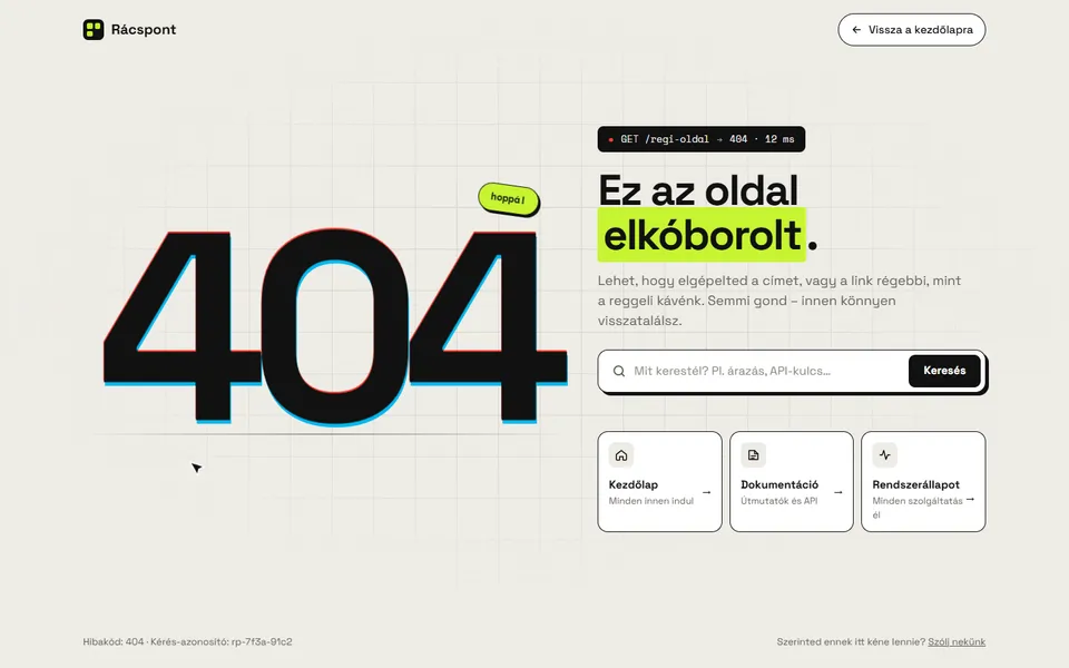 Elkóborolt – játékos 404 oldal – előnézet
