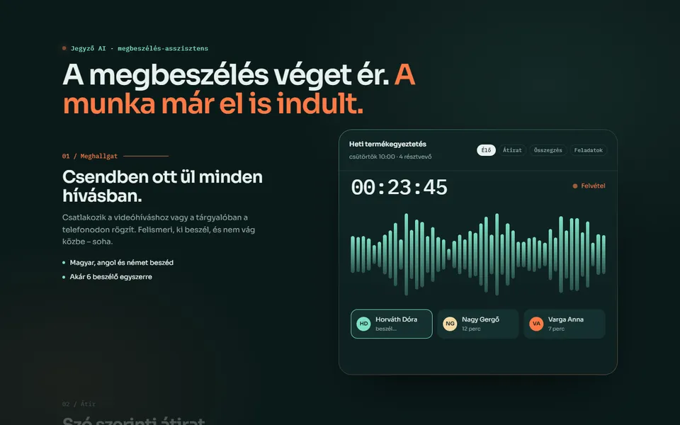 Jegyző AI – ragadós görgetésű funkciók – előnézet